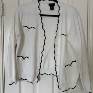 Adrienne Vittadini Black and White Cardigan Sweater